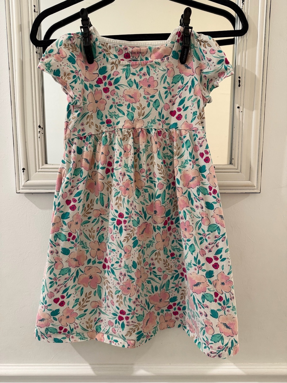Lands' End Floral Cotton Dress w/Pockets